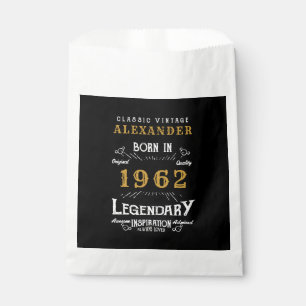 60. Geburtstag 1962 Schwarz Gold Name Retro Geschenktütchen