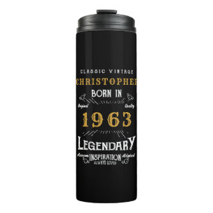 60. Geburtstag 1963 Legendäres Schwarz Gold Name e Thermosbecher