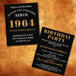60. Geburtstag 1964 Schwarzes Gold Personalisiert  Flyer<br><div class="desc">Elegantes Schwarz und Gold 60. Geburtstags Einladung - Erstellen Sie Ihr eigenes Personalisiertes Design. Die Bühne für eine bemerkenswerte Feier zu setzen beginnt mit der vollkommenen Einladung. Unsere elegante Schwarz-Gold-Einladung zum 60. Geburtstag ist die perfekte Wahl für dieses Meilenstein-Event. Schwarz gebadet für eine Touch von Eleganz und goldverziert für eine...</div>