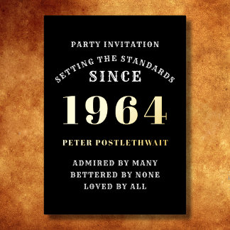 60. Geburtstag 1964 Schwarzes Gold Personalisiert  Folieneinladung