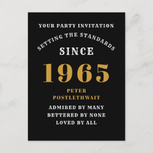 60. Geburtstag 1965 Schwarz Gold Postkarte
