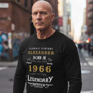 60. Geburtstag 1966 Name hinzufügen Schwarz Gold L T-Shirt