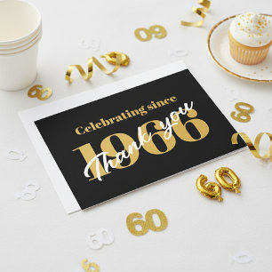60. Geburtstag 1966 Retro Schwarz und Gold Dankeskarte