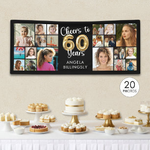 60. Geburtstag 20-Foto-Collage Prost auf 60 Jahre Banner