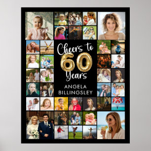 60. Geburtstag 39 Foto-Collage Prost auf 60 Jahre Poster