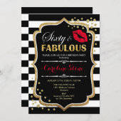 60. Geburtstag - 60 fabelhafte schwarze Gold Einladung (Vorne/Hinten)