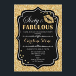 60. Geburtstag - 60. Fabelhaftes Gold Black Einladung<br><div class="desc">Einladung zum 60. Geburtstag. Elegantes Schwarz-weißes Design mit Imitate Glitzer Gold. Enthält lips Kuss,  Konfetti und Script-Schriftart. Ideal für eine elegante Geburtstagsfeier. Sechzig Fabulous! Nachricht,  wenn Sie weitere Anpassungen benötigen.</div>