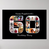 60. Geburtstag 60 Foto Collage Black Poster (Vorne)