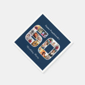 60. Geburtstag 60 Foto Collage Dunkelblau Serviette (Ecke)