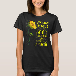 60. Geburtstag 60 Jahre Alte Sonnenblume Geboren J T-Shirt