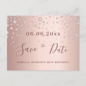 60. Geburtstag 60 Rose Golddiamanten Save the Date Postkarte (Vorderseite)