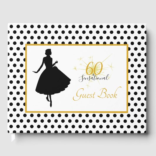 60. Geburtstag 60 & SENSATIONAL Polka Dot Modern Gästebuch (Vorderseite)