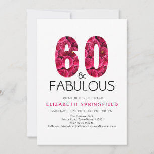 60. Geburtstag 60 und fabelhaft rosa Blüte Einladung