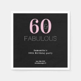 60. Geburtstag 60 und fabelhaftes Black Pink Party Serviette