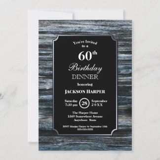 60. Geburtstag Abendessen Holz Party Einladung
