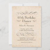 60. Geburtstag Abendessen Party trinken und Merry Einladung (Rückseite)