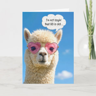 60. Geburtstag Alpaka in rosa herzförmiger Brille Karte