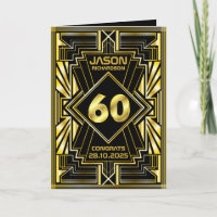 60. Geburtstag Art Deco Gold Black Great Gatsby