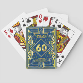 60. Geburtstag Art Deco Gold Blue Great Gatsby Spielkarten