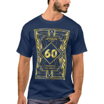 60. Geburtstag Art Deco Gold Blue Great Gatsby