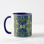 60. Geburtstag Art Deco Gold Blue Great Gatsby Tasse (Links)