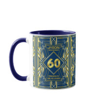 60. Geburtstag Art Deco Gold Blue Great Gatsby