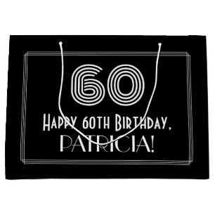 60. Geburtstag — Art Deco Inspiriert Look "60" & N Große Geschenktüte
