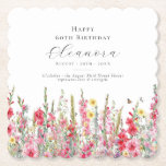 60. Geburtstag August Geburtsmonat Blume Custom Untersetzer<br><div class="desc">Die perfekte Tischdekoration für eine Geburtstagsfeier am August. Rosa Gladiolus ist die Blume der Geburt für diesen Monat. Es bildet einen hübschen Wasserfarbenuntergrund an diesem blumengeschmückten personalisierten Untersetzer. Der Geburtstagsgast der Ehre,  des Alters und des Geburtstags wird mit eleganter Kalligraphie und Typografie darüber platziert. Alle Texte können bearbeitet werden.</div>
