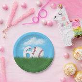 60. Geburtstag Baseball im Grünen Gras Pappteller (Party)