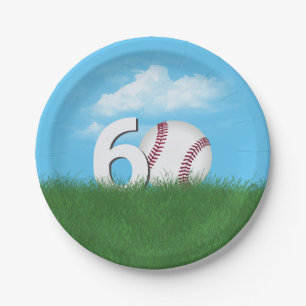 60. Geburtstag Baseball im Grünen Gras Pappteller