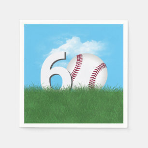 60. Geburtstag Baseball im Grünen Gras Serviette