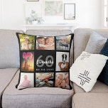 60. Geburtstag benutzerdefinierte Foto Collage Fra Kissen<br><div class="desc">Ein einzigartiges Geschenk für Frauen 60. Geburtstag,  feiert ihr Leben mit einer Collage von 8 Ihrer eigenen Fotos,  Bilder. Personalisieren und fügen Sie ihren Namen,  Alter 60 und ein Datum. Ein schicker schwarzer Hintergrund. Graue und weiße Buchstaben und Zahlen. Der Name ist mit einem modernen handgeschriebenen Stilskript geschrieben.</div>