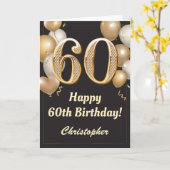 60. Geburtstag Black and Gold Balloons Confetti Karte (Gelbe Blume)