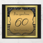 60. Geburtstag Black and Gold Bierflasche Bierflaschenetikett (Einzelnes Label)