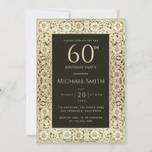 60. Geburtstag Black Gold Blume Elegant Vintag