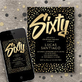 60. Geburtstag Black Gold Confetti Einladung