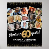 60. Geburtstag Black Gold Foto Party Poster (Vorne)