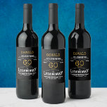 60. Geburtstag Black Gold Legendary Funny Weinetikett<br><div class="desc">Ein personalisiertes,  elegantes 60. Geburtstagsflaschenlabel,  das sich leicht an den Geburtstag anpassen lässt.</div>