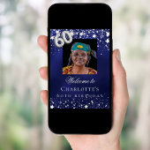 60. Geburtstag blauen Silberstars Foto willkommen Poster
