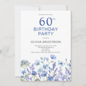 60. Geburtstag Blauer Flora Einladung (Vorderseite)