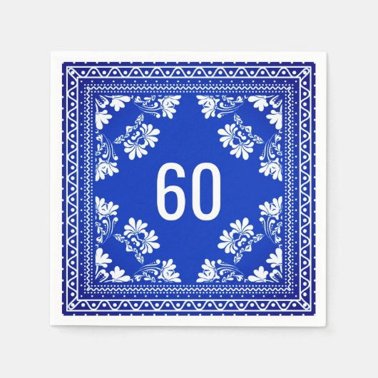 60. Geburtstag Blue Bandana Serviette (Vorderseite)