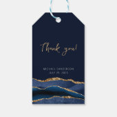 60. Geburtstag Blue Gold Agate Danke Geschenkanhänger (Rückseite)