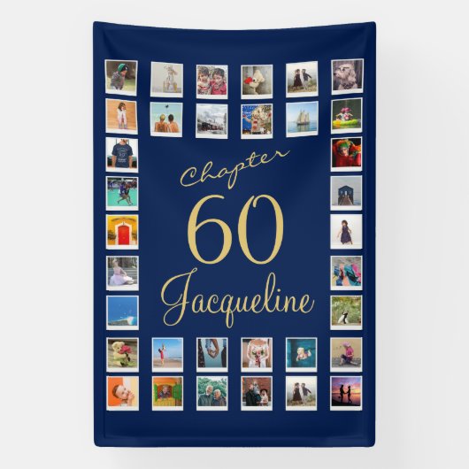 60. Geburtstag Blue Gold Banner (Vertikal)