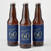 60. Geburtstag Blue Gold Bierflaschenetikett (Flaschen)