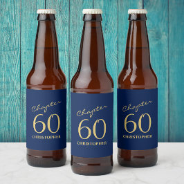 60. Geburtstag Blue Gold Bierflaschenetikett