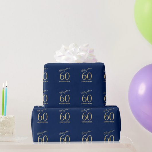 60. Geburtstag Blue Gold Geschenkpapier (Partygeschenke)