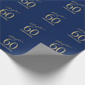 60. Geburtstag Blue Gold Geschenkpapier (Ecke)