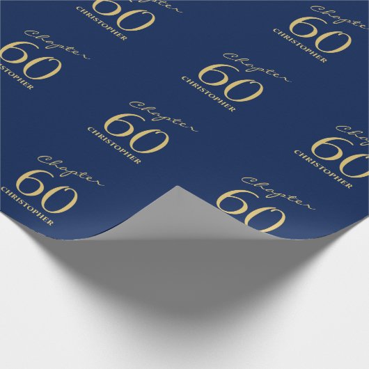 60. Geburtstag Blue Gold Geschenkpapier (Ecke)