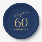 60. Geburtstag Blue Gold Pappteller (Vorderseite)