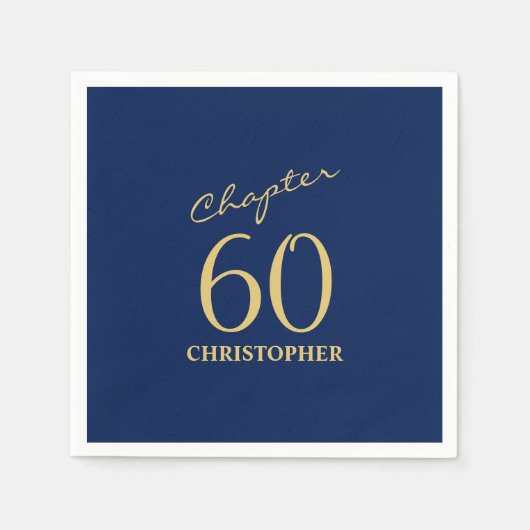 60. Geburtstag Blue Gold Serviette (Vorderseite)